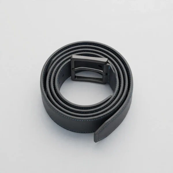 Graphite Leather Belt with Matte Buckle